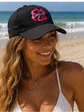 CaliGirl Women’s Moisture-Wicking Trucker Hat Adjustable Beach Cap Black Pink
